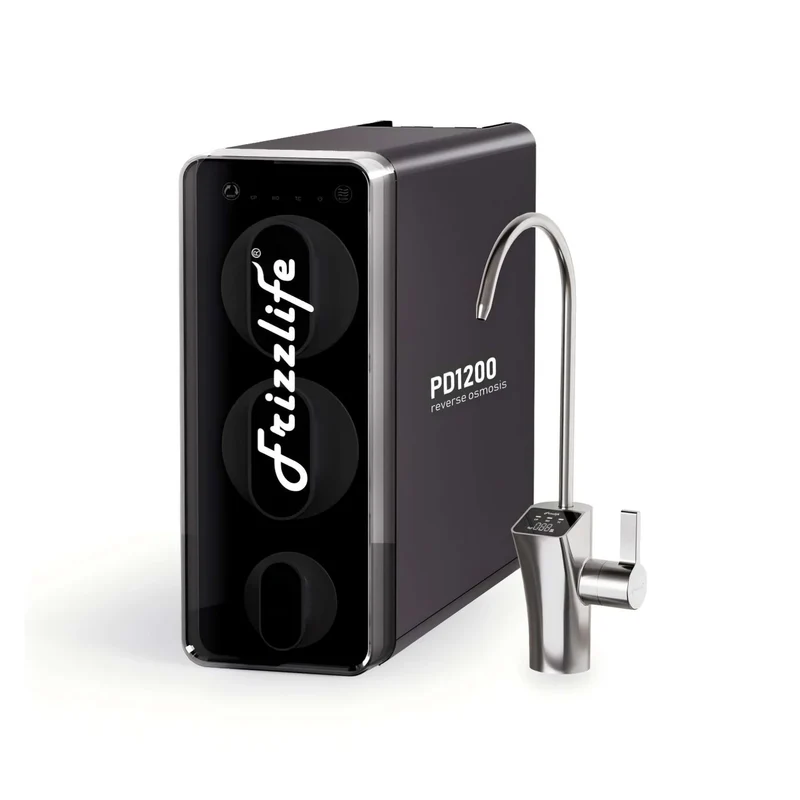 Sistema de filtración de agua por ósmosis inversa Frizzlife RO: filtro de agua RO de flujo rápido debajo del fregadero de 1200 GPD, sin tanque, reduce TDS, compacto, PD1200