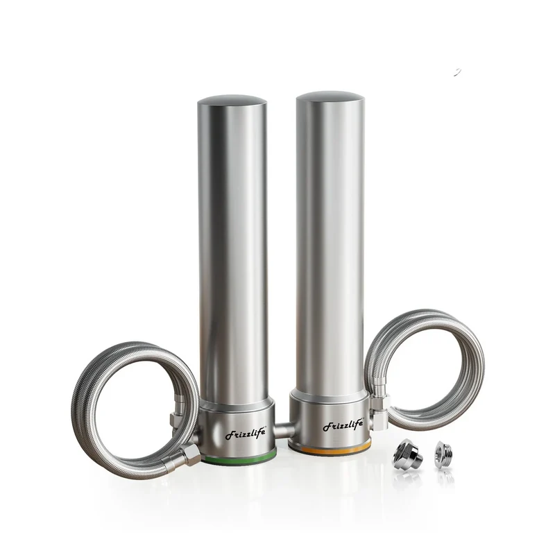 Sistema de filtro de agua Frizzlife UDS99-S para debajo del fregadero, 8 etapas de filtración con conexión directa, 0.5 micrones, reduce el 99.99 % de plomo, cloro, metales pesados, cal y piedra caliza. Acero inoxidable.