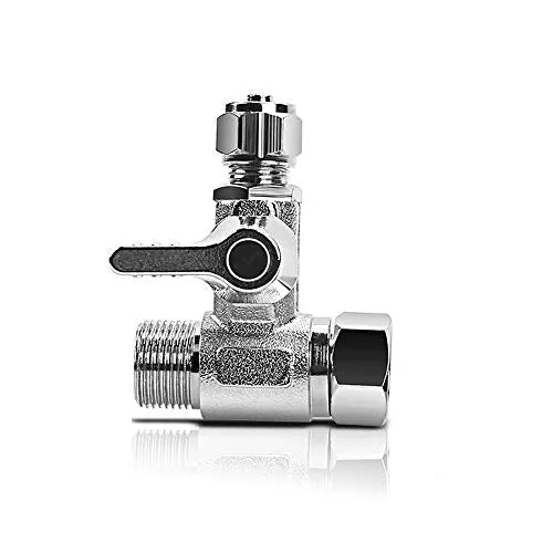 Adaptador de agua de alimentación de latón Frizzlife: adaptador de válvula de cierre angular de compresión de 3/8", 3/8" y 3/8" de diámetro exterior para filtros de agua de ósmosis inversa, cafeteras y máquinas de hielo con línea de agua de 3/8".