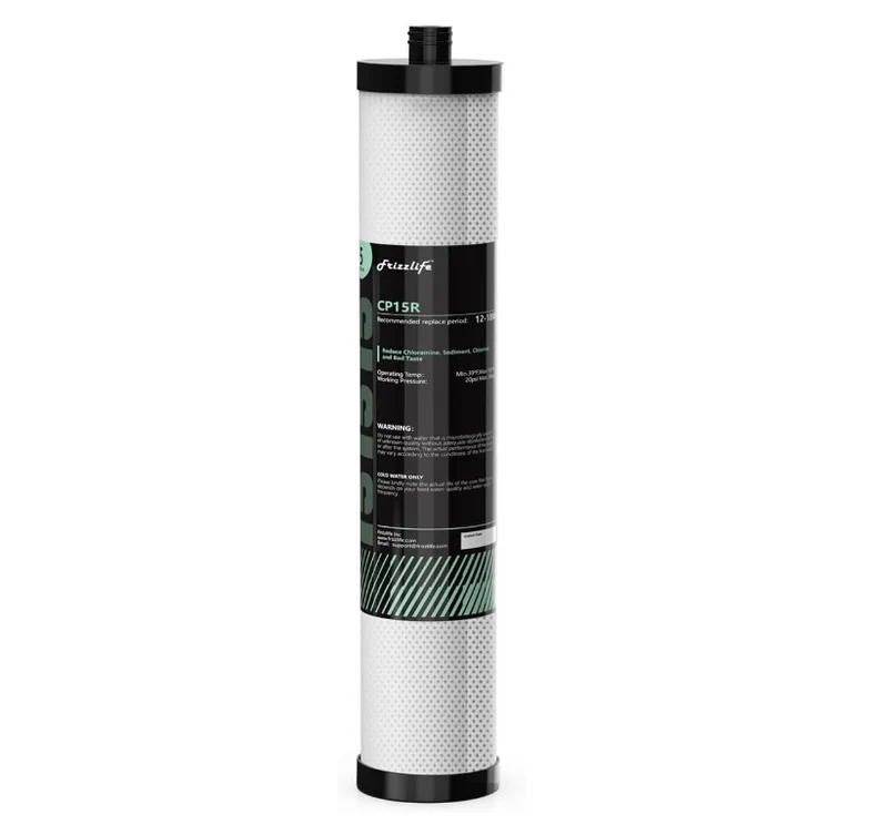 Cartucho de filtro de repuesto Frizzlife CP15R (2.ª etapa) para filtro de agua bajo fregadero TW15