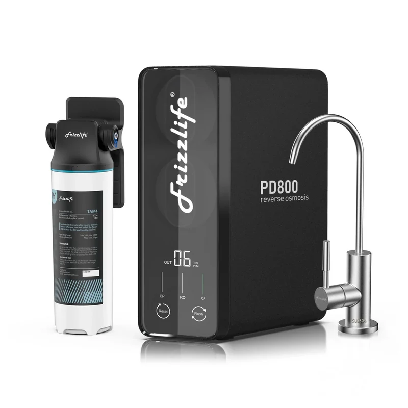 Sistema de agua por ósmosis inversa sin tanque Frizzlife de 800 GPD, PD800-TAM4
