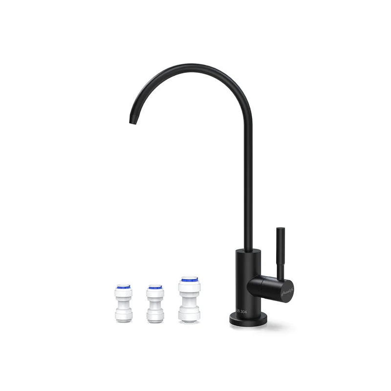 Grifo con filtro de agua Frizzlife RO: el grifo de agua potable se adapta a la mayoría de los sistemas de ósmosis inversa y sistemas de filtración de agua, acero inoxidable SUS304, negro