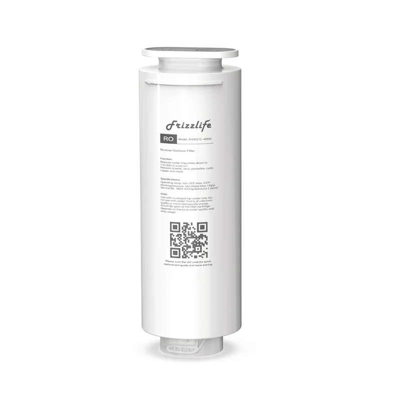 Cartucho de filtro de repuesto FRIZZLIFE ASR212-400G para sistema de filtro debajo del fregadero PD400 RO (segunda etapa)