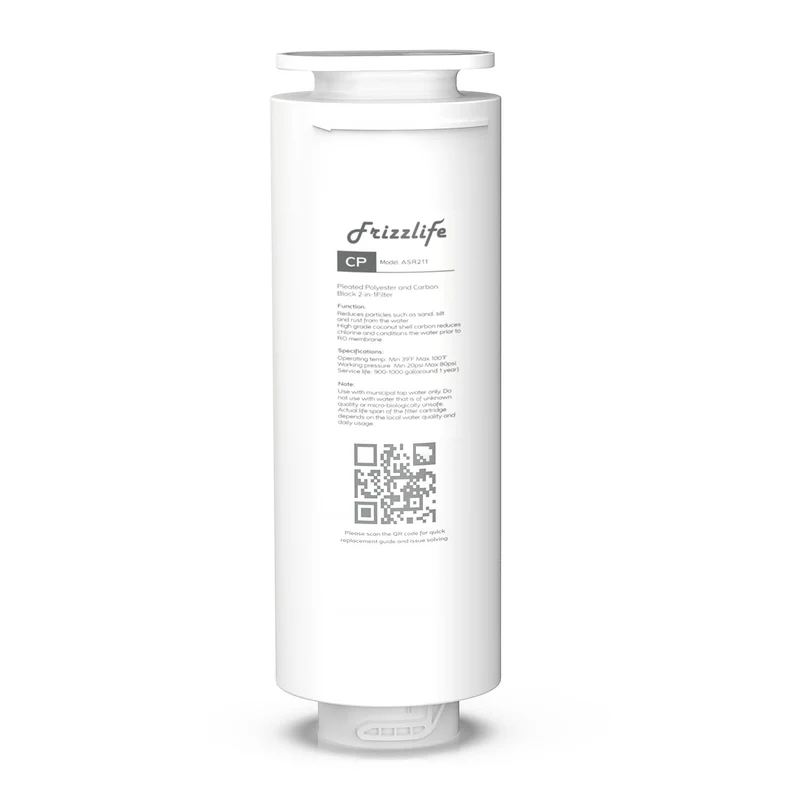 【Preventa – Fecha estimada de entrega: 25 de septiembre】Cartucho de filtro de repuesto Frizzlife ASR211 para sistemas de ósmosis inversa PD600-TAM3, PD400, PD500 y PD800-TAM4 (1.ª etapa)