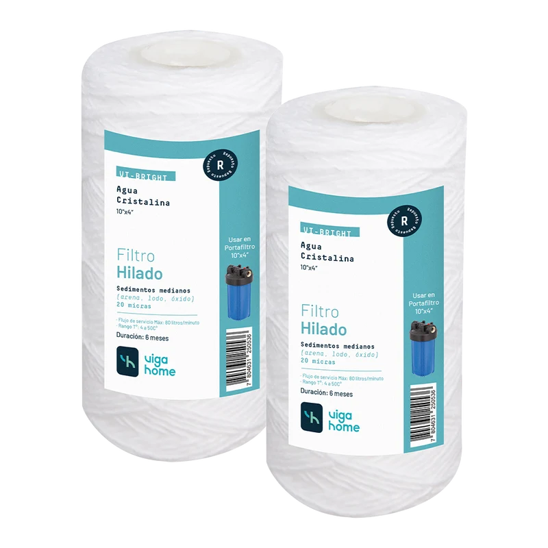 Pack 2 unidades Filtro de Agua hilado 10"x4" - 20 micras