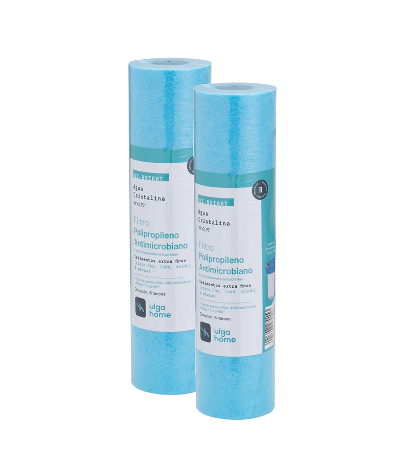 Pack 2 filtros de Agua Antibacterianos polipropileno 5 micras 10"x2,75"