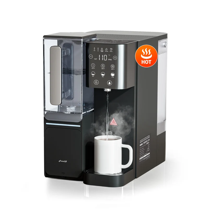 Frizzlife Countertop Reverse Osmosis System - WB99-Instant Hot RO System with Portable Water Pitcher, NSF/ANSI 58 Certified Elements, 3.5:1 Pure to Drain, No Installation, USA Tech Support