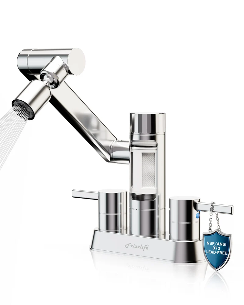 Frizzlife MF1080-D Series Bathroom & Kitchen Faucet with Water Filter, Polished Chrome, 360° Swivel Aerator