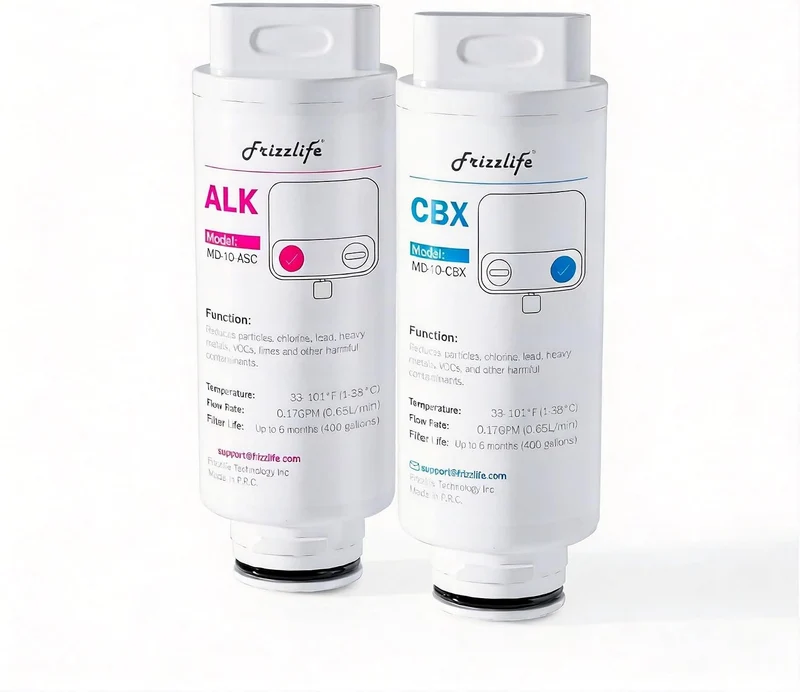 Frizzlife MD40-CBX + ALK Electric Water Filter Pitcher Replacement for MD40, 2 pcs Filter