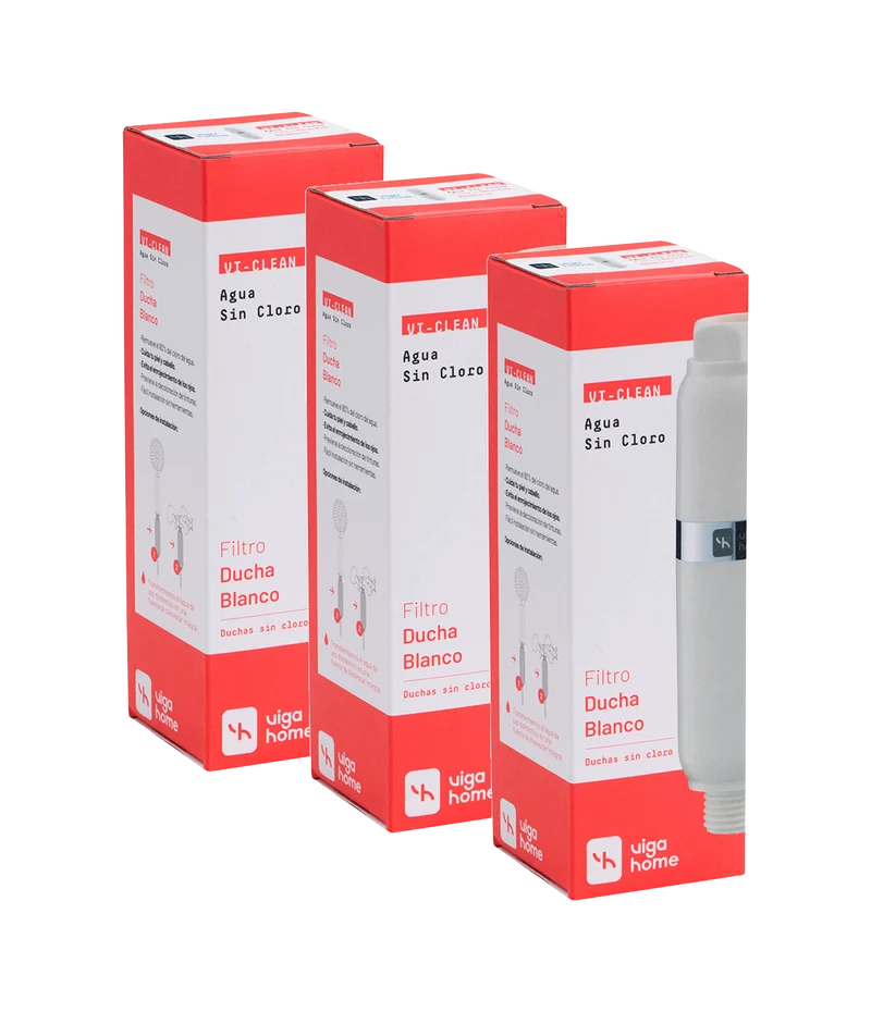 Pack 3 unidades filtro de agua para ducha blanco