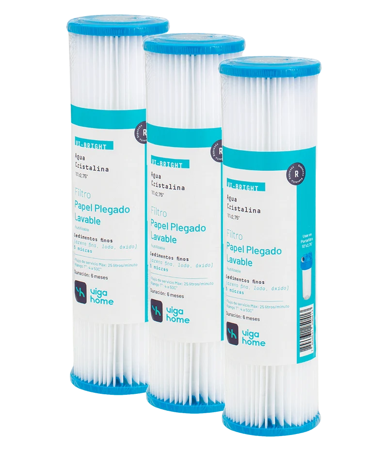 Pack 3 Filtros de Agua papel plegado 10"x2,75" - 5 micras