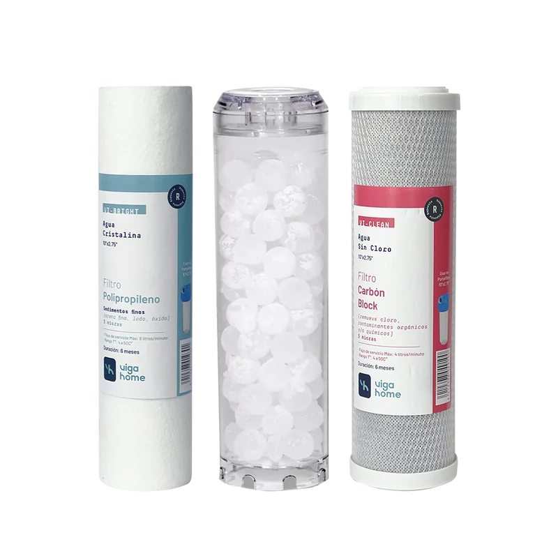 Pack Repuestos Triple Filtración - Esferas de Polifosfato, Carbón Block y Sedimentos PP05