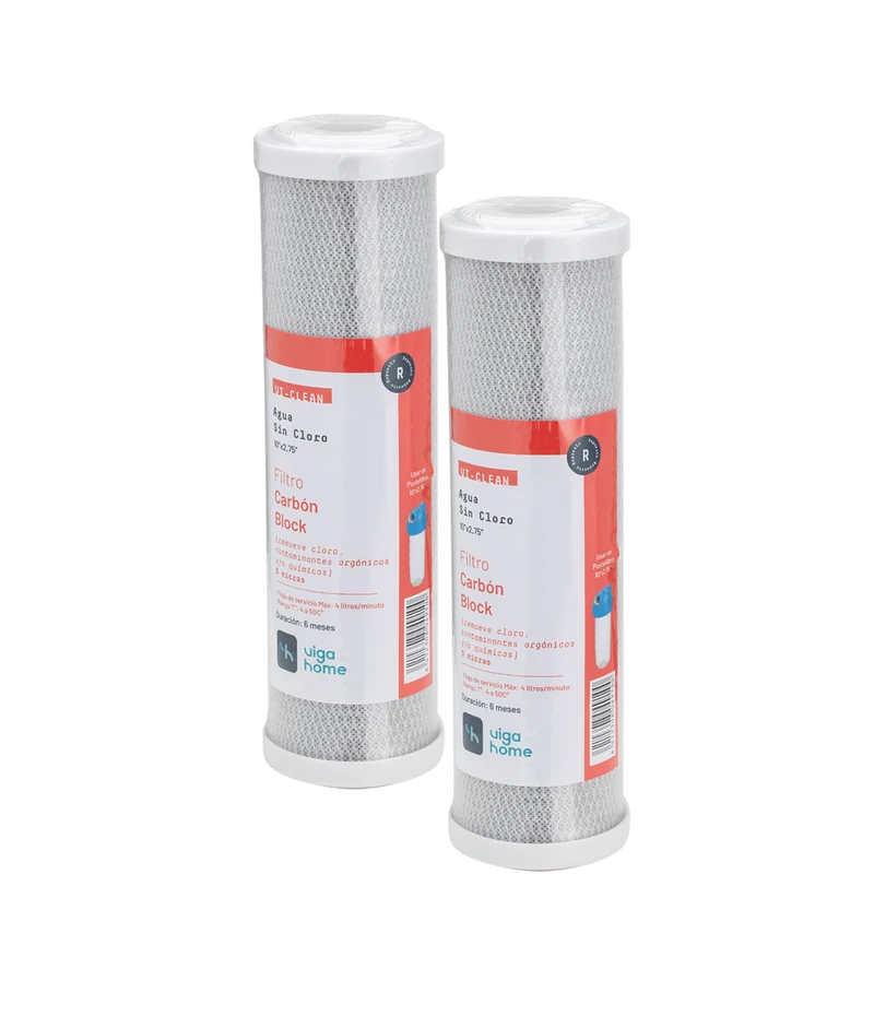 Pack 2 unidades Filtro de Cloro Carbón Block 10"x2,75"