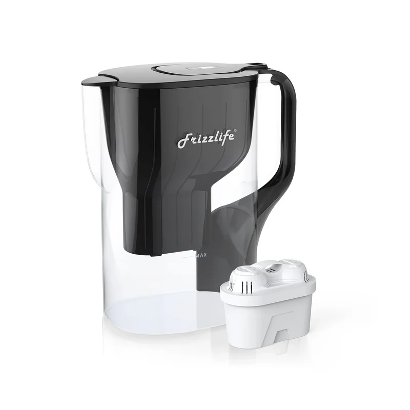 Frizzlife FP40 Water Filter Pitcher, Large 10 Cup purifier System with Filter Life Remind