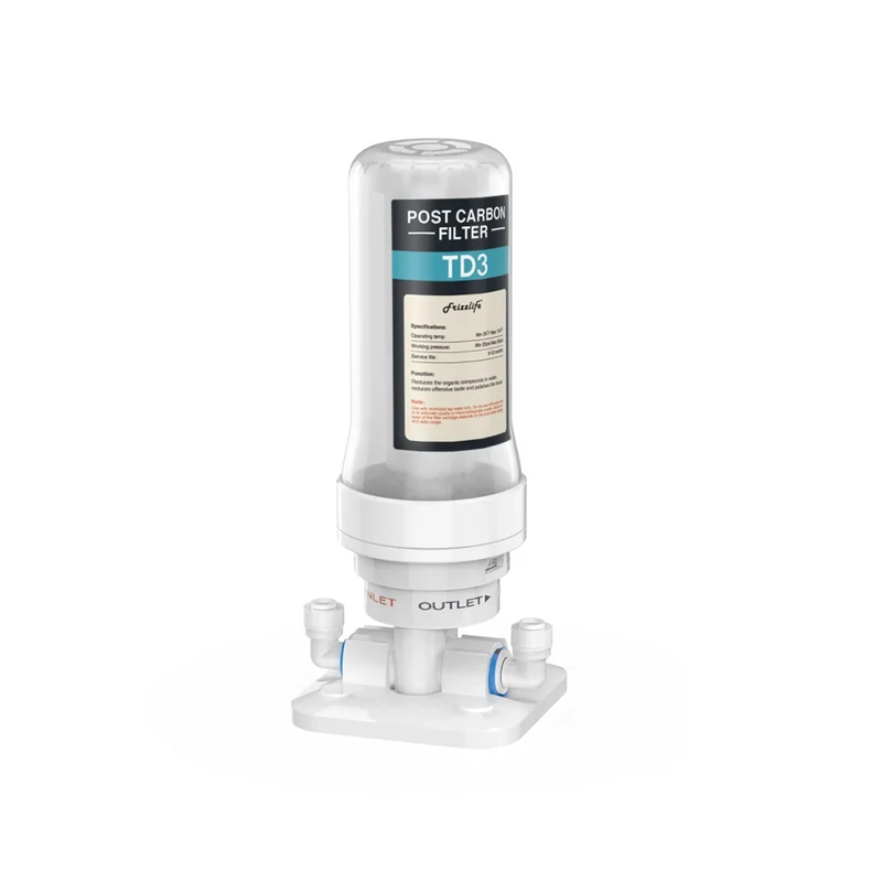 Frizzlife TD-3 Post Carbon Water Filter - Under Sink Activated Carbon Block Post Filter for RO Filter Systems