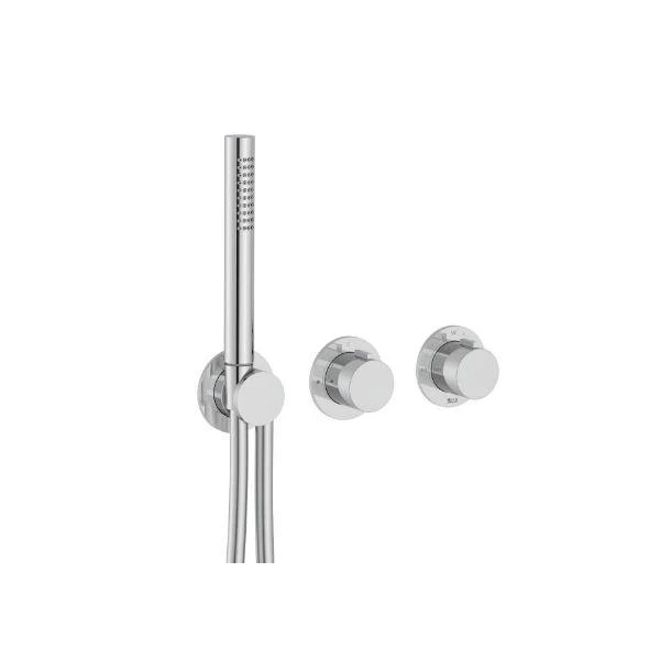Roca - T-Multi grifería termostática empotrable para baño-ducha (2 vías) con ducha de mano y soporte con toma de agua, cromado A5A214AC00.