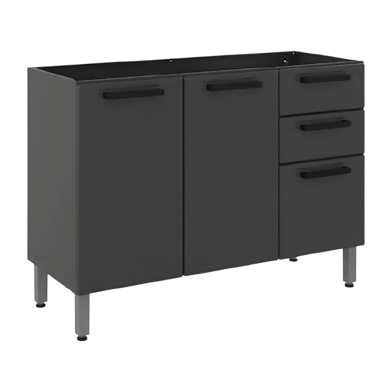 Bertolini Mueble de Cocina Metálico con 3 Puertas y 2 Gavetas Estilo