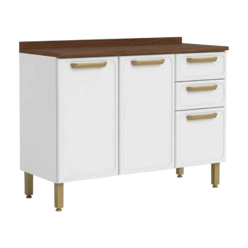 Bertolini Mueble de Cocina Metálico con Encimera 3 Puertas y 2 Gavetas Bella