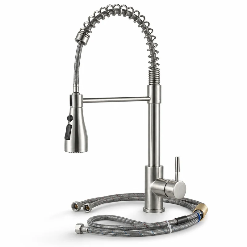 Grifo De Cocina Extraíble 360 Grados Con Ducha Extensible Acero Inoxidable