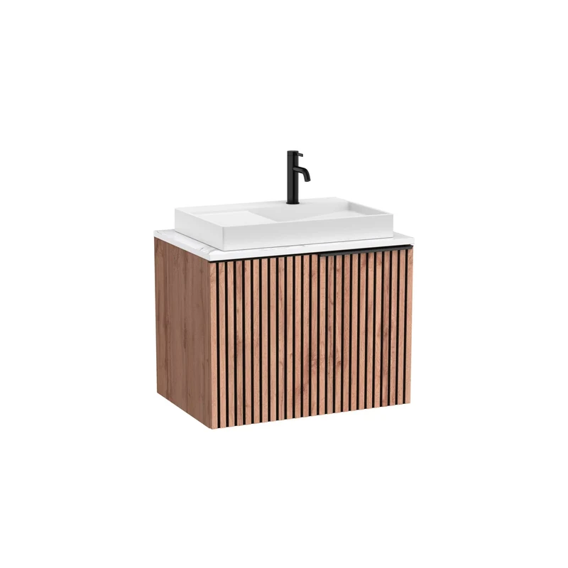 Roca - Mueble base Horizon Unik de un cajón, encimera marmoleada y lavabo de sobre encimera con orificio para grifería