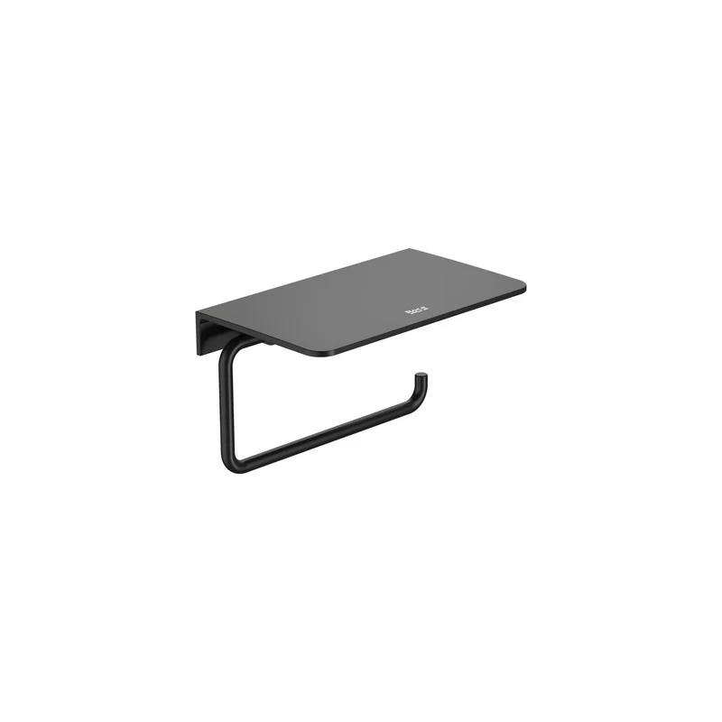 Roca - Portarrollo con repisa Hotels Round Negro Mate A817581C40
