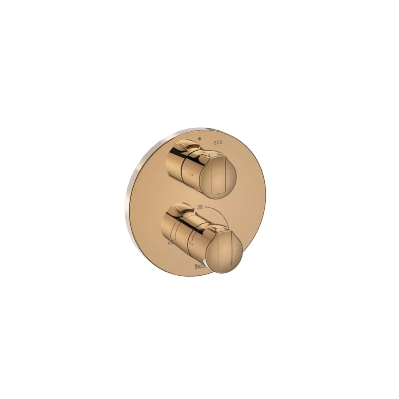 Roca - ROUND - Mezclador termostático empotrable para baño-ducha T-1000 Oro Rosado A5A0D09RG0. A completar con RocaBox A52586940