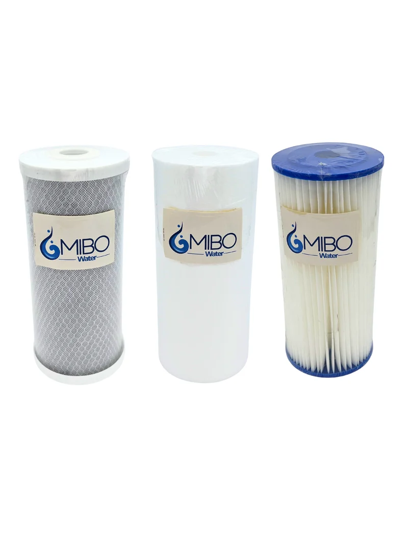 Mibo Water Filtro Sedimento + Carbón Activado Bloque + Sedimento Plisado 4.5x10