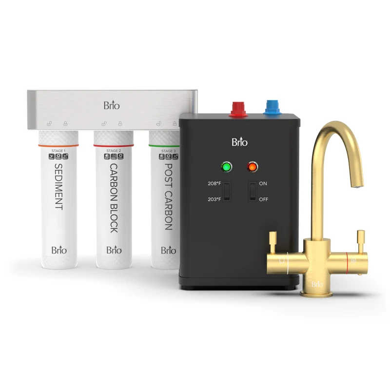 3-Stage Instant Hot Water Undersink Dispenser System - Brushed Gold