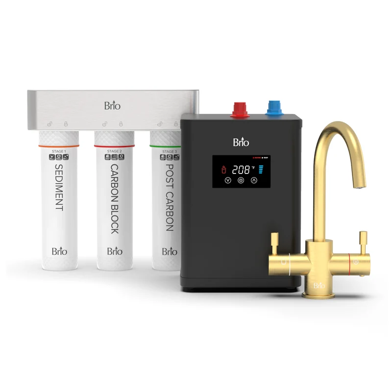 3-Stage Digital Instant Hot Water Undersink Dispenser System - Brushed Gold