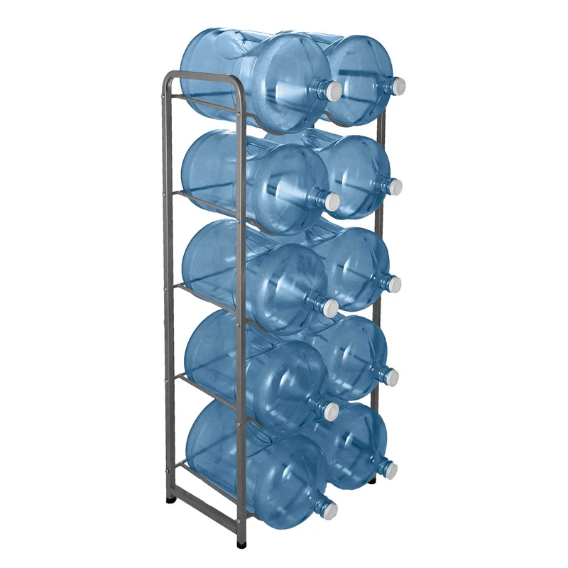 Double Column 10-Bottle Storage Rack - Gray