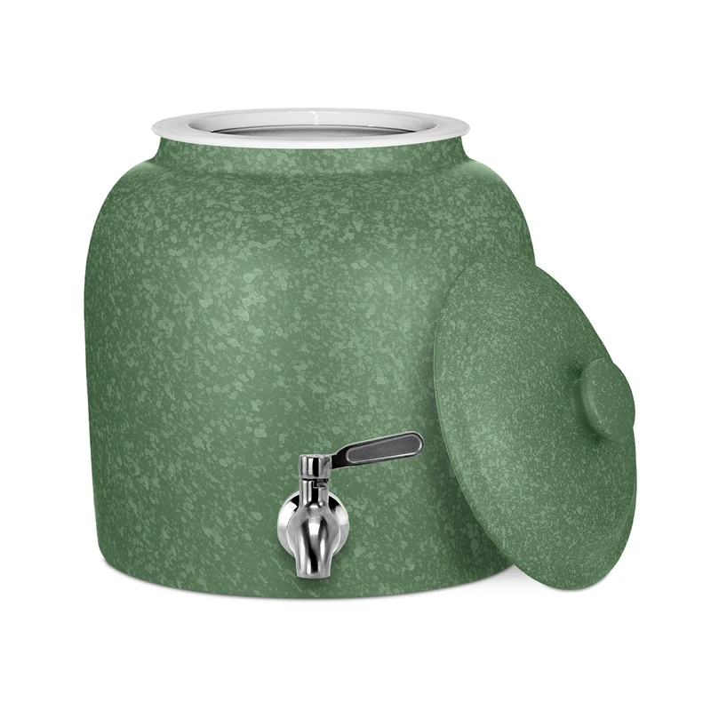 GEO Porcelain Ceramic Crock Water Dispenser - Green Speckled