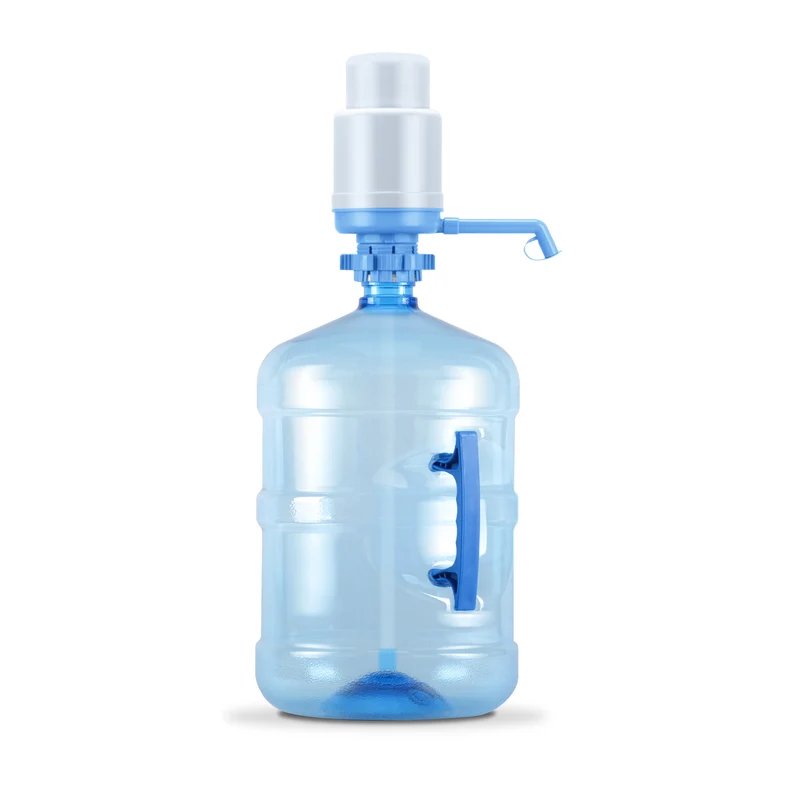 Manual Water Bottle Pump - Grey & Blue