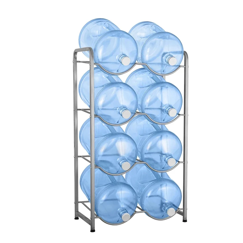 Double Column 8-Bottle Storage Rack - Gray