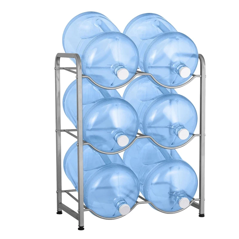 Double Column 6-Bottle Storage Rack - Gray